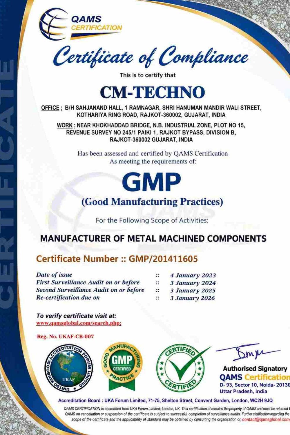 Modern GMP Compliance Certificate-100kb